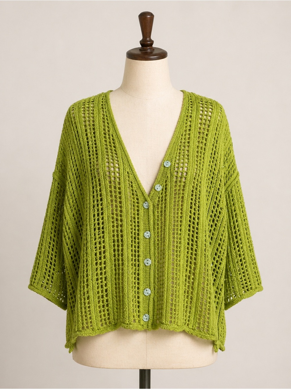 POL Women's Vibrant Green Oversized Open-Knit Cardigan Size Small NWOT